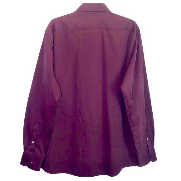 Ben Sherman Slim Fit Textured Dress Shirt in Burgundy Men’s XL-17/17 1/2-34/35 - Picture 5 of 8